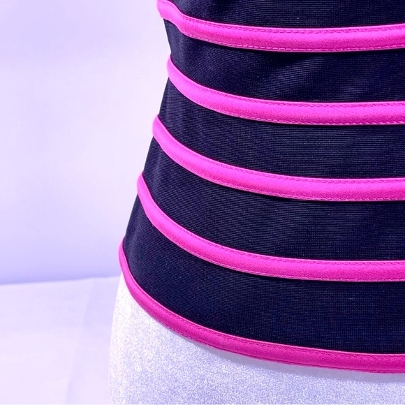 💗 Black Mesh/Pink Satin Striped Top • JS Collections - Picture 13 of 16